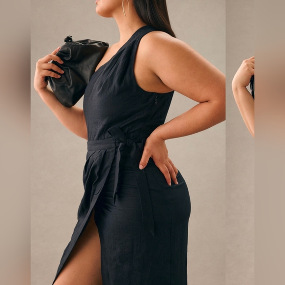 NWOT One Shoulder Linen Dress - Picture 4 of 16